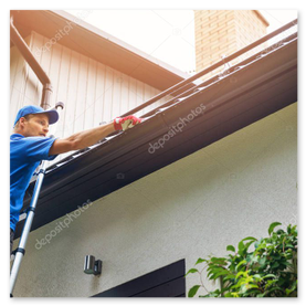 Reinigung einer stark verschmutzten Dachrinne